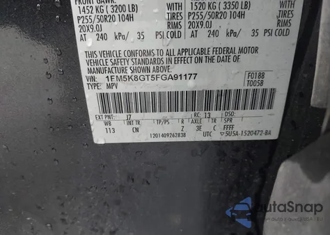 2015 Ford Explorer Sport z USA, uszkodzony, nr VIN 1FM5K8GT5FGA91177